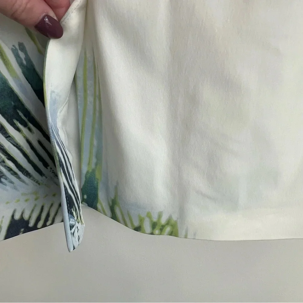 NWOT Karen Millen Signature Stretch palm tree tropical print pencil shift dress